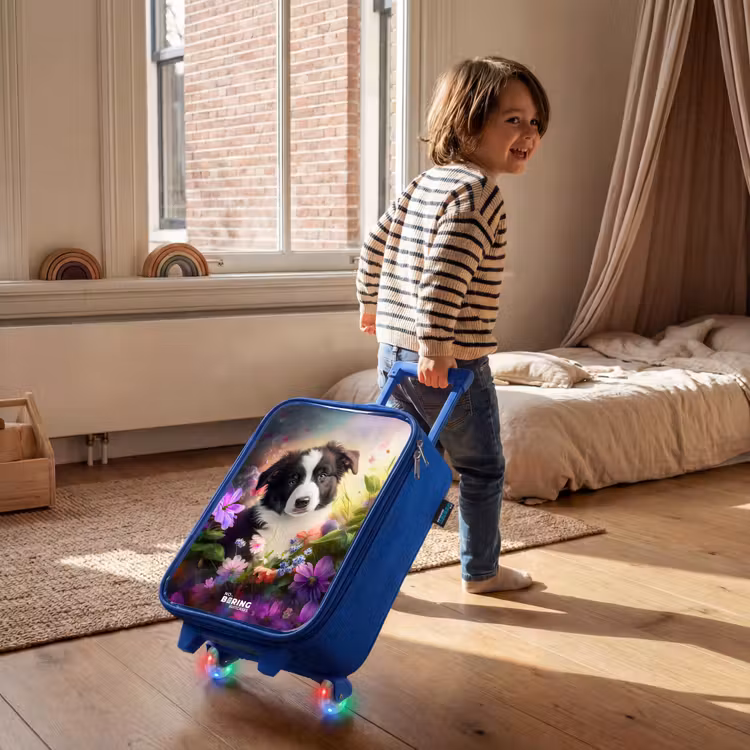 Children's suitcase - Blue - Blue-eyed dog in a field — 2