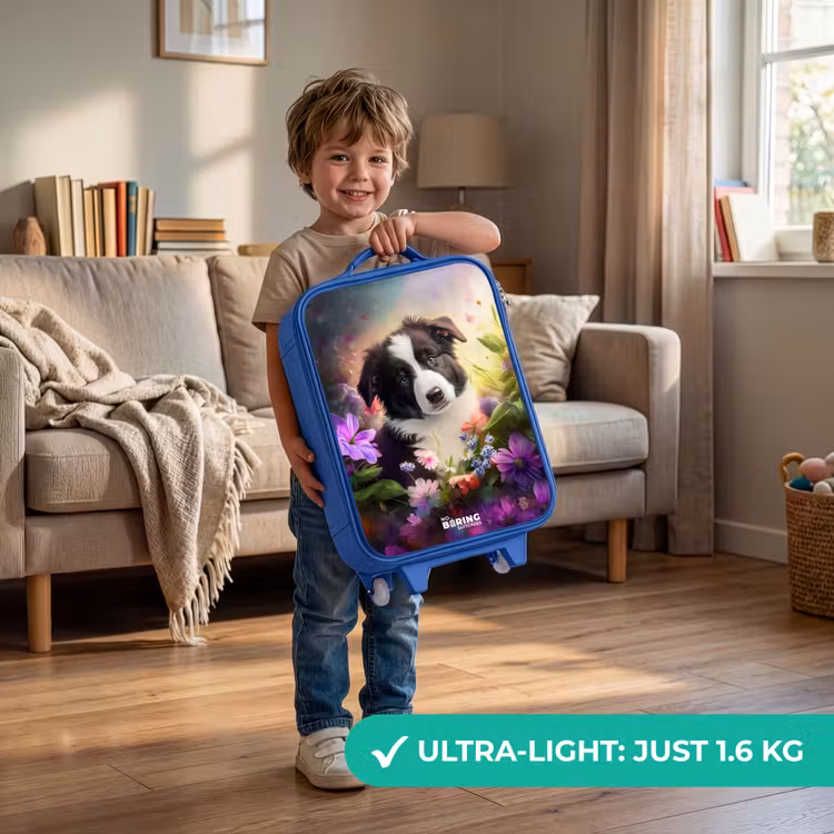 Children's suitcase - Blue - Blue-eyed dog in a field — 3