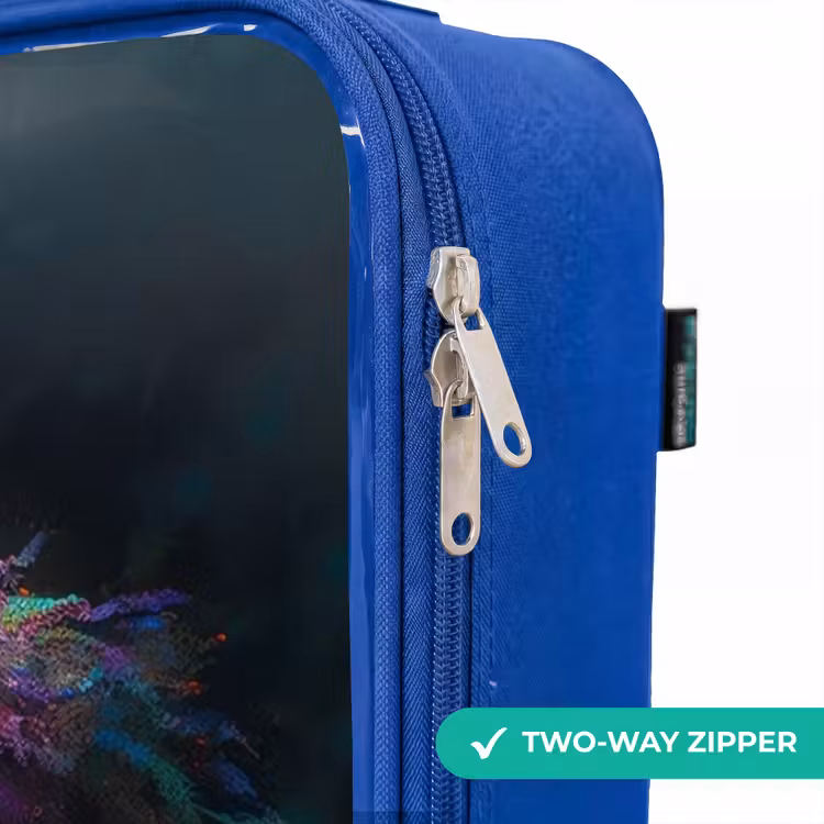 Children's suitcase - Blue - Brown dog among flowers — 6