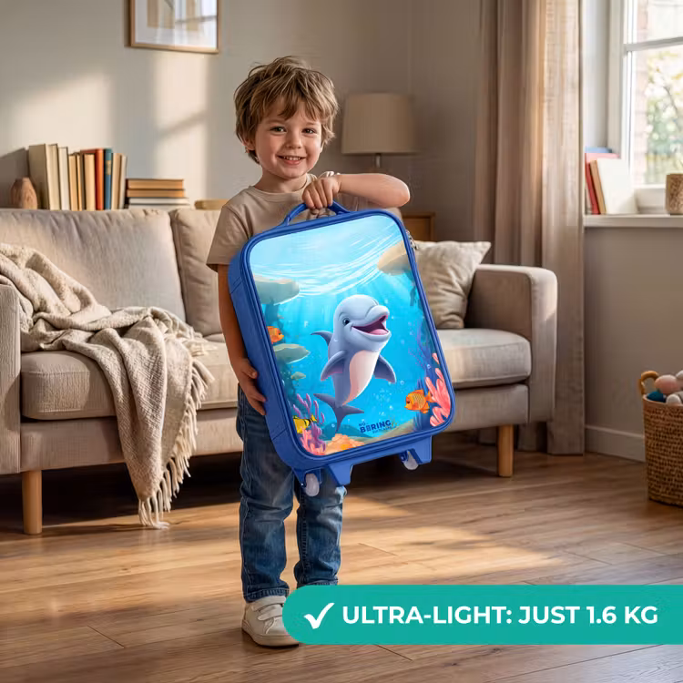 Children's suitcase - Blue - Dolphin with tropical fish and coral — 3