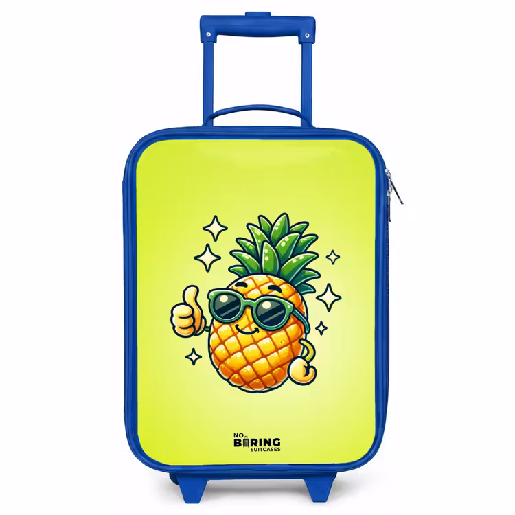 Children's suitcase - Blue - Happy pineapple with green background — 1