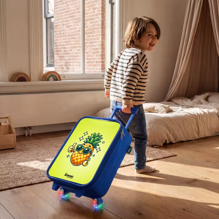 Children's suitcase - Blue - Happy pineapple with green background — 2