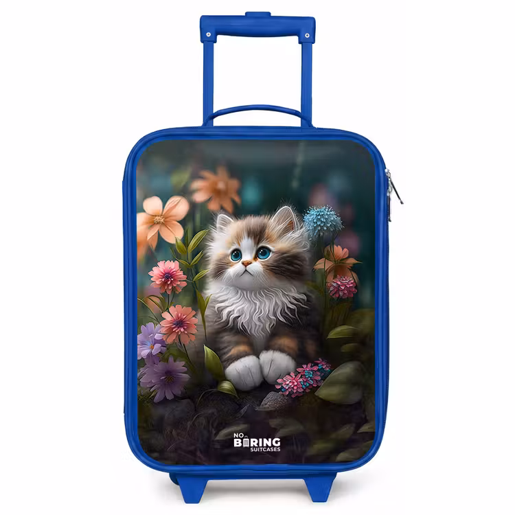 Children's suitcase - Blue - Kitten among flowers — 1