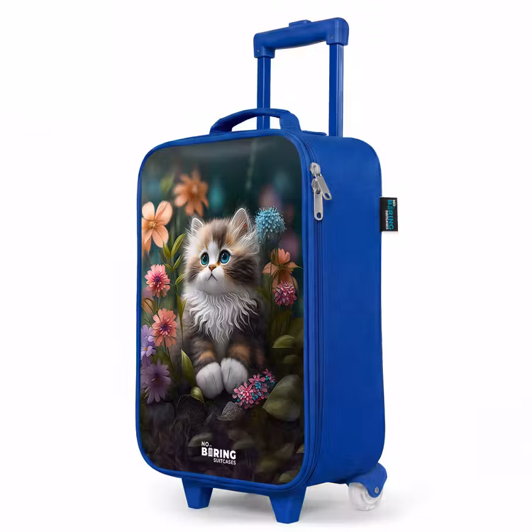Children's suitcase - Blue - Kitten among flowers — 5
