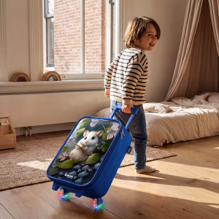 Children's suitcase - Blue - Mouse surrounded by leaves — 2
