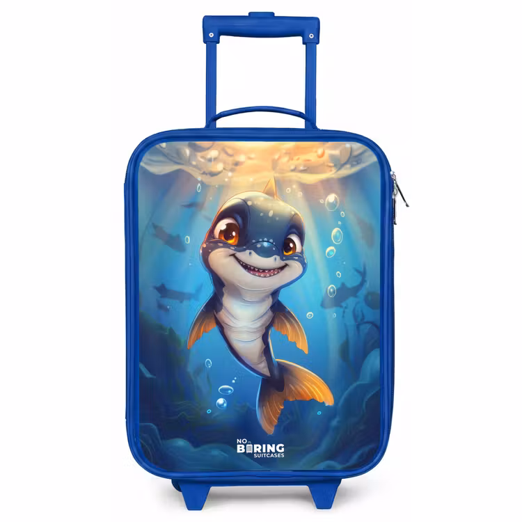Children's suitcase - Blue - Shark with face in the water — 1