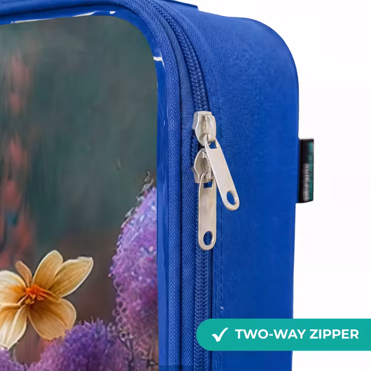 Children's suitcase - Blue - White puppy in a flower meadow — 6