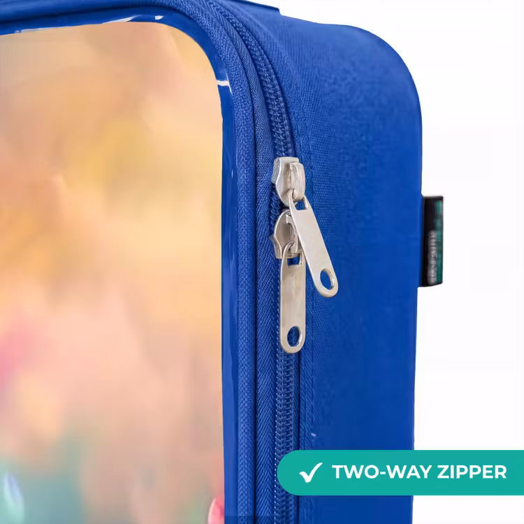 Children's suitcase - Blue - Young dog among brightly colored flowers — 6