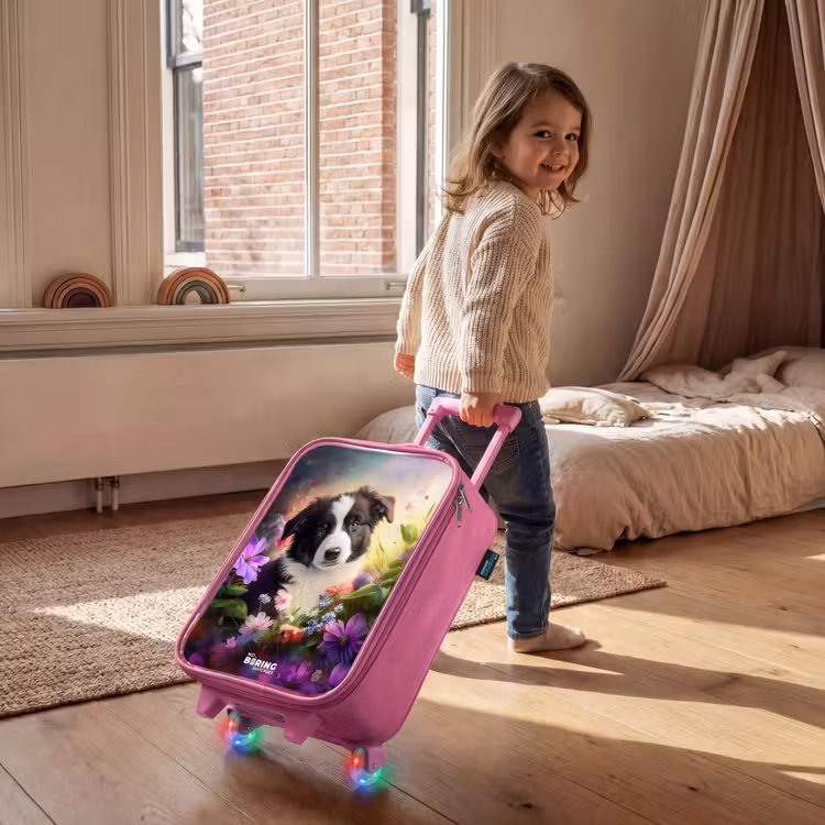 Children's suitcase - Pink - Blue-eyed dog in a field — 2