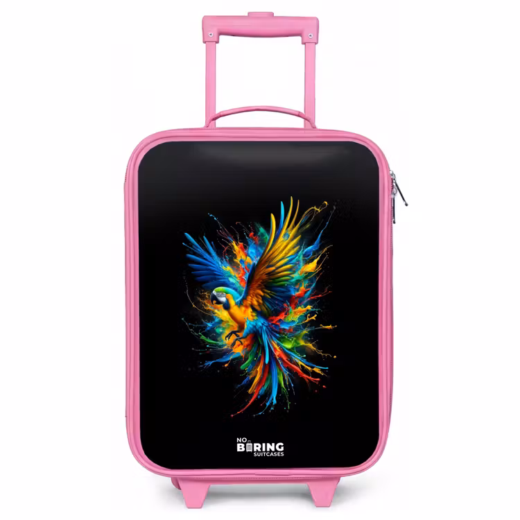 Children's suitcase - Pink - Colorful parrot — 1