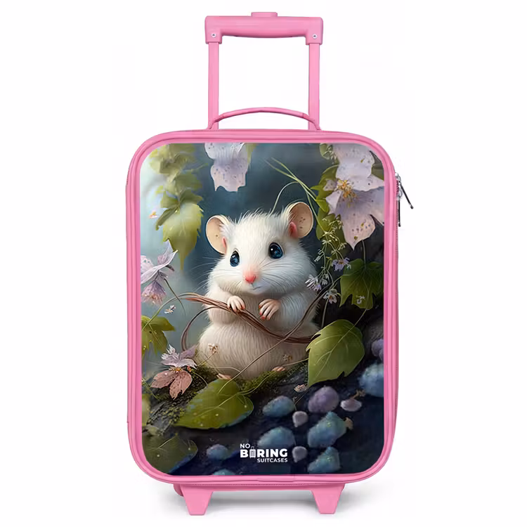 Children's suitcase - Pink - Mouse surrounded by leaves — 1