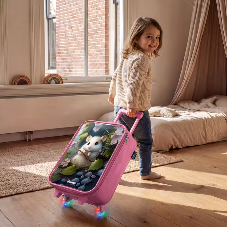 Children's suitcase - Pink - Mouse surrounded by leaves — 2