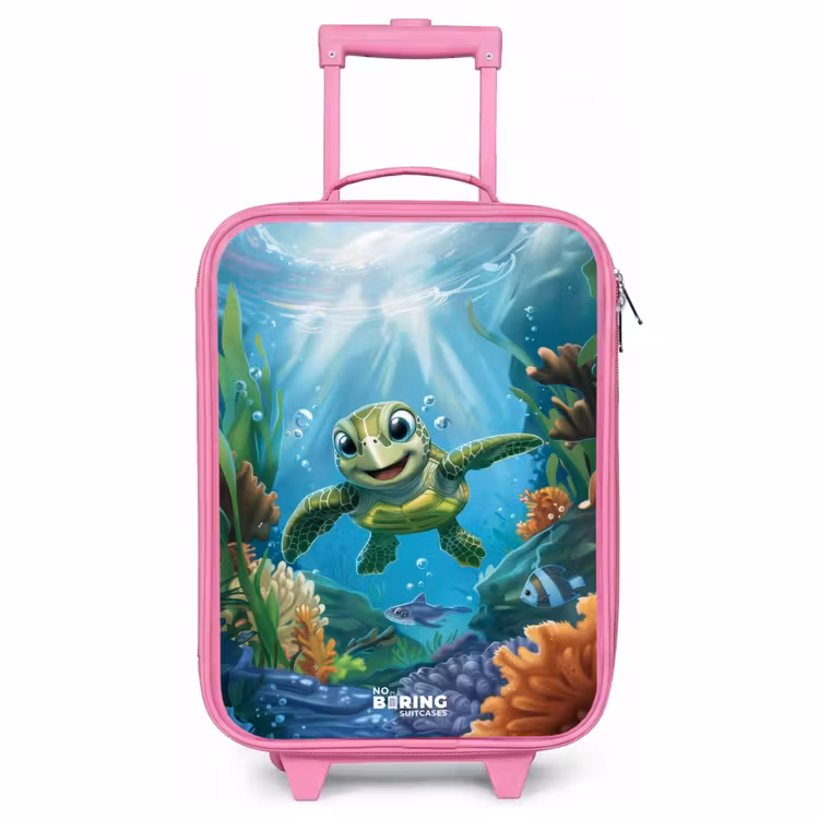Children's suitcase - Pink - Turtle in colorful underwater world — 1