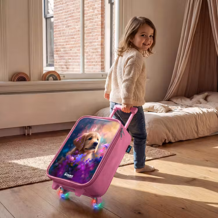 Children's suitcase - Pink - Young dog among brightly colored flowers — 2