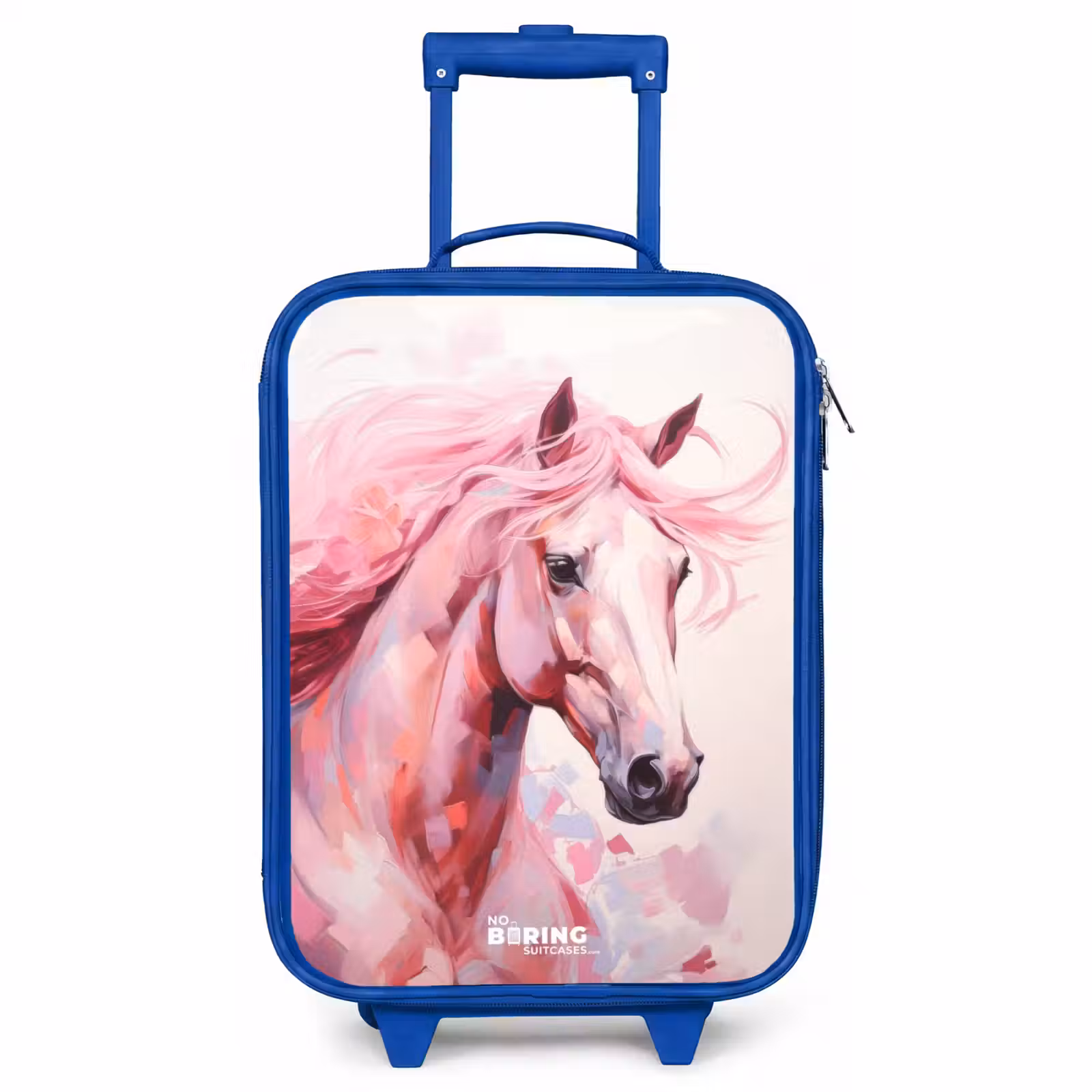 Children's suitcase - Blue - Horse in pink pastel colors — 1