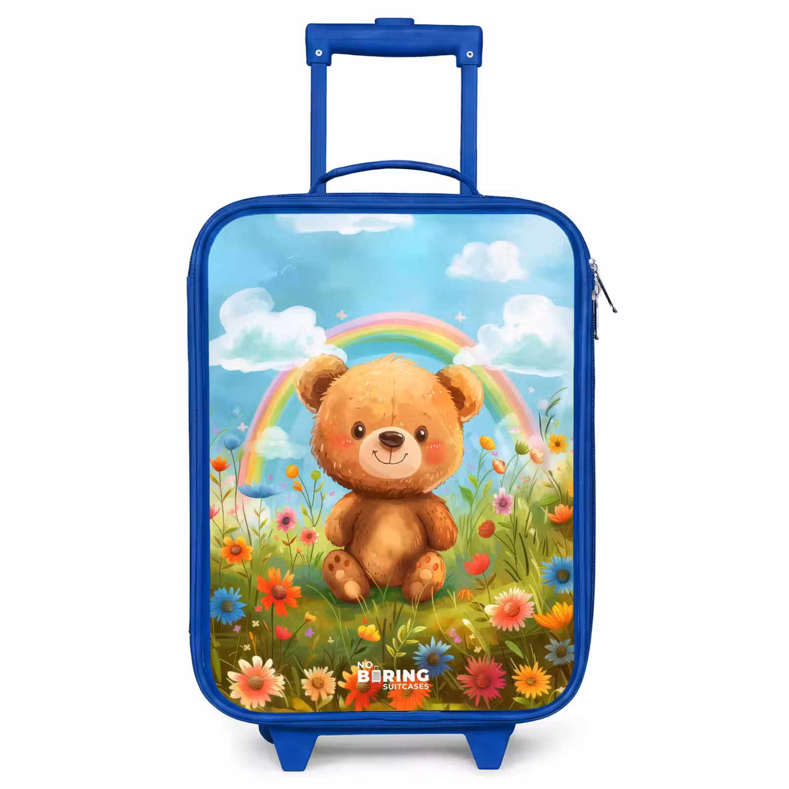 Children's suitcase - Blue - Teddy bear among flowers — 1