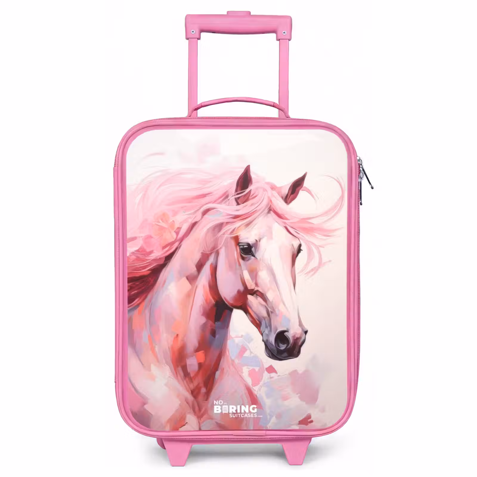 Children's suitcase - Pink - Horse in pink pastel colors — 1