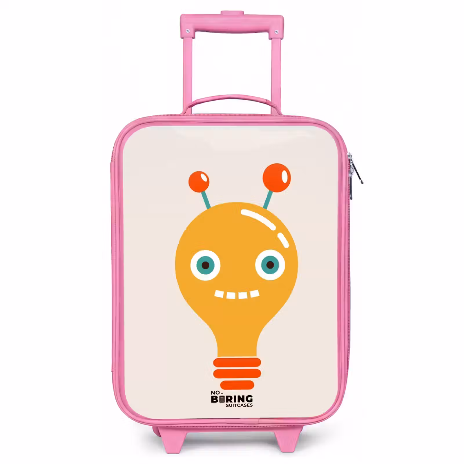 Children's suitcase - Pink - Light bulb robot with big eyes — 1