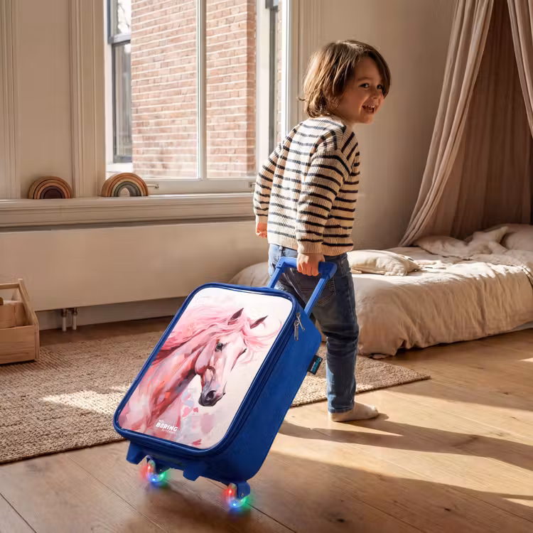 Children's suitcase - Blue - Horse in pink pastel colors — 2