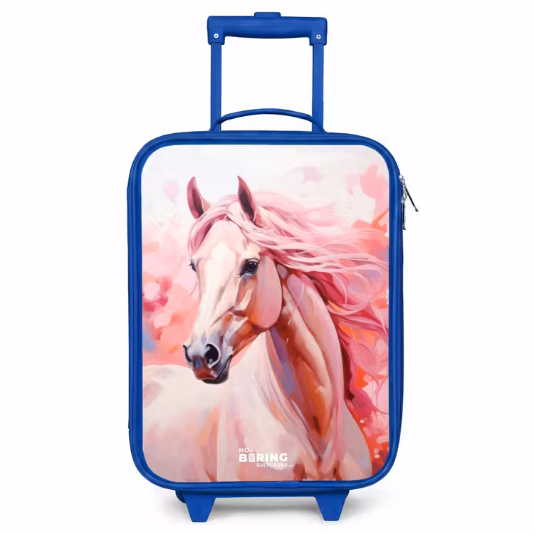 Children's suitcase - Blue - Pastel pink horse — 1