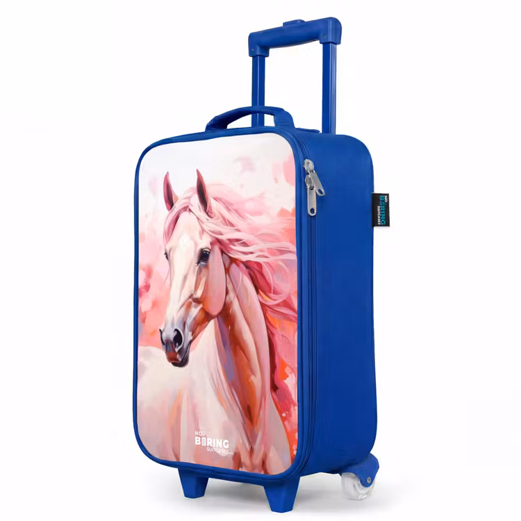 Children's suitcase - Blue - Pastel pink horse — 5