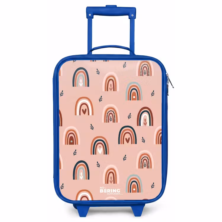 Children's suitcase - Blue - Pink rainbows pattern — 1