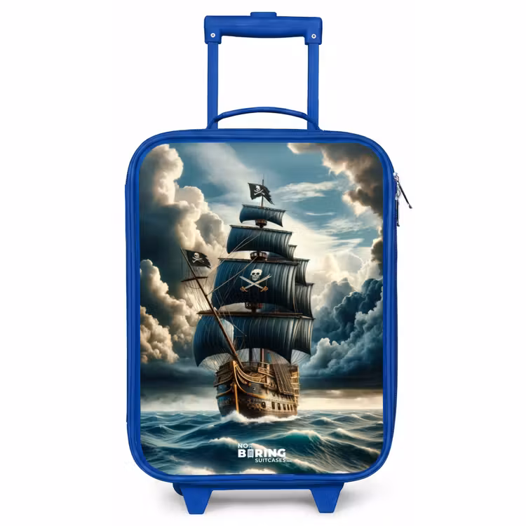 Children's suitcase - Blue - Pirate ship on a raging sea — 1