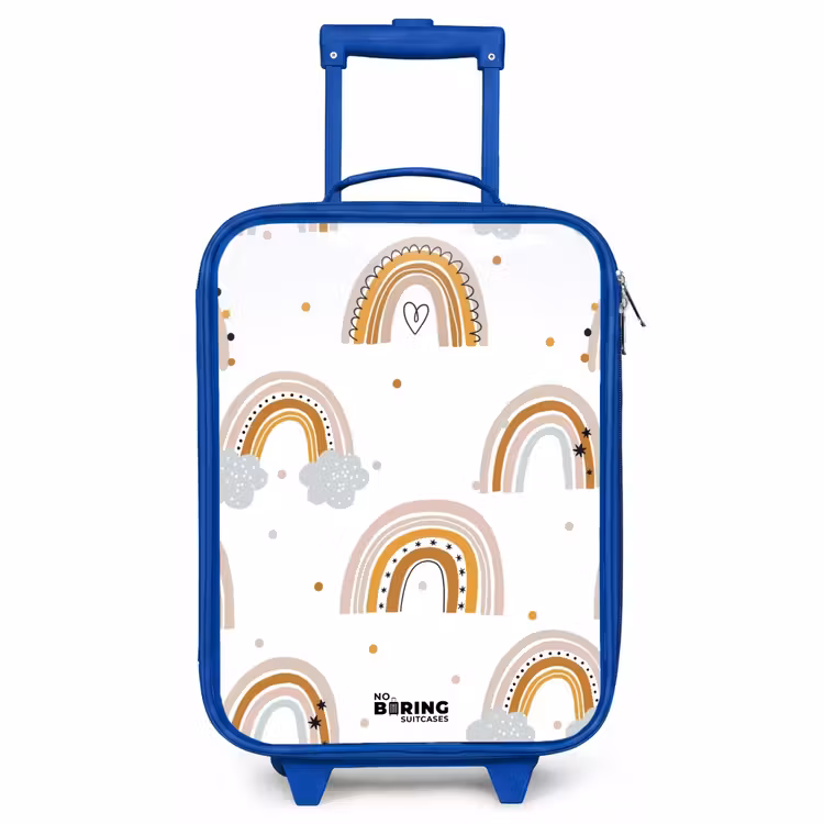 Children's suitcase - Blue - Rainbows pattern in soft colors — 1
