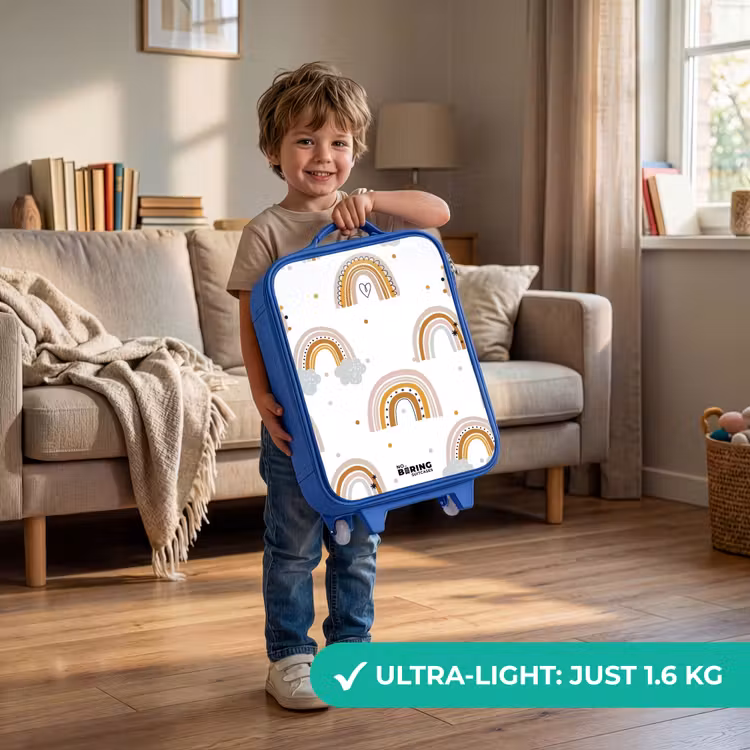 Children's suitcase - Blue - Rainbows pattern in soft colors — 3