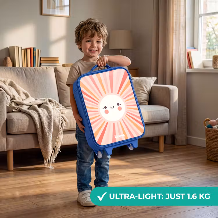 Children's suitcase - Blue - Round sun with face — 3