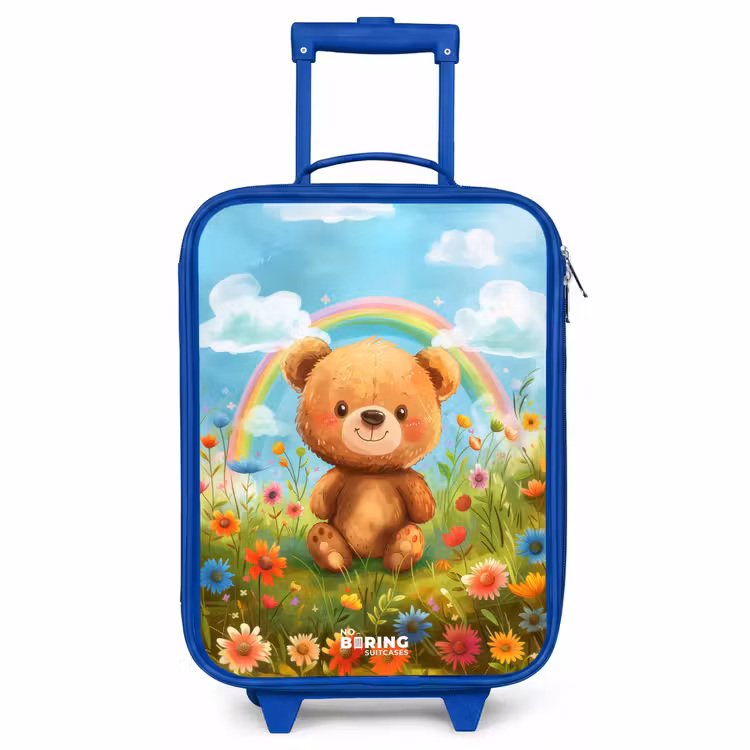 Children's suitcase - Blue - Teddy bear among flowers — 1
