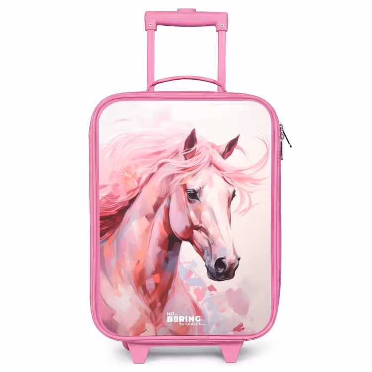 Children's suitcase - Pink - Horse in pink pastel colors — 1