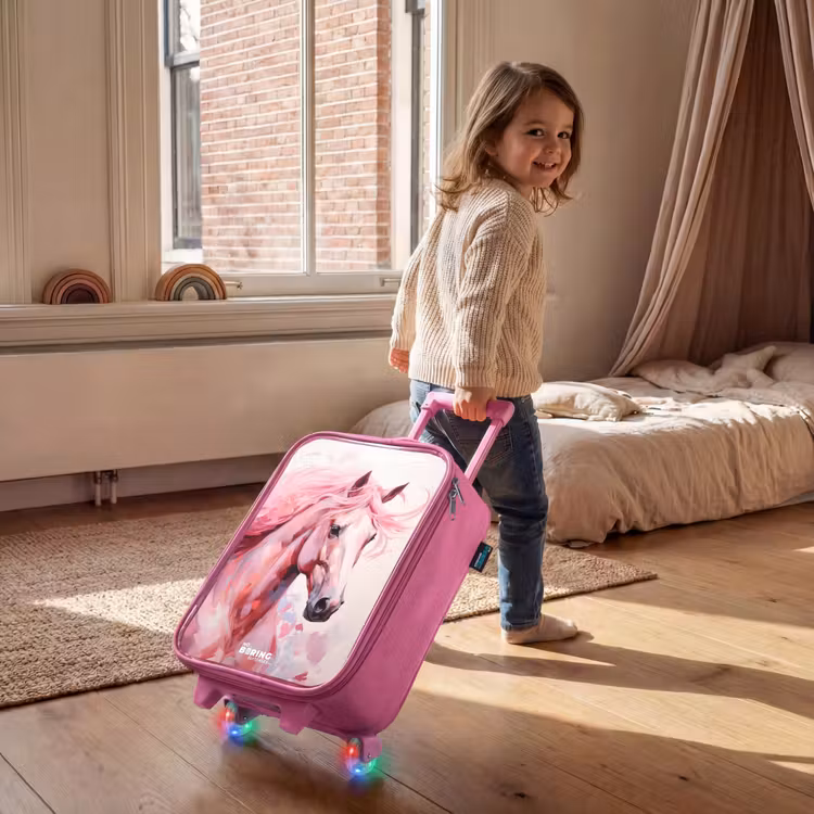 Children's suitcase - Pink - Horse in pink pastel colors — 2