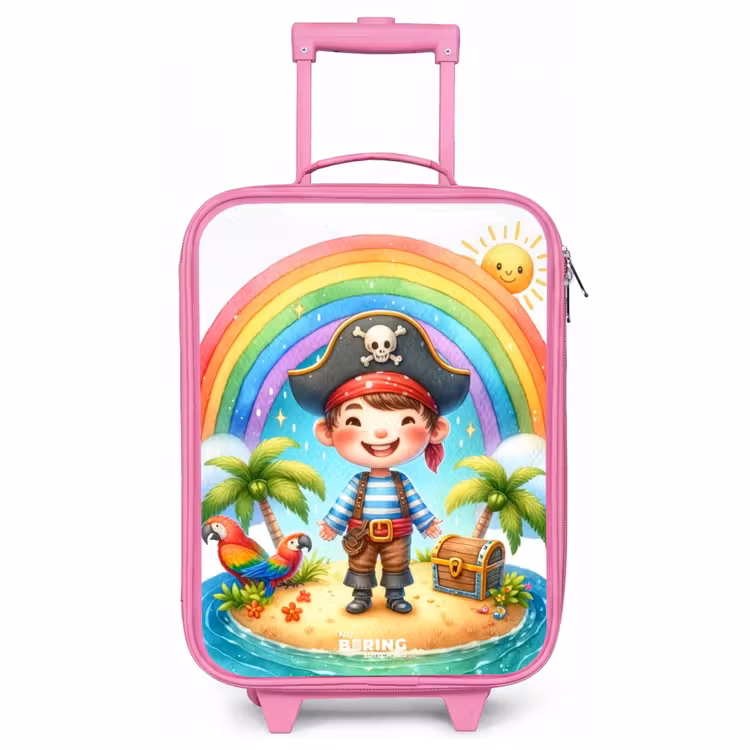 Children's suitcase - Pink - Pirate on an island with treasure — 1