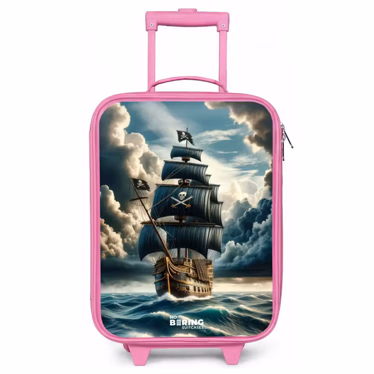 Children's suitcase - Pink - Pirate ship on a raging sea — 1