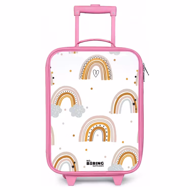 Children's suitcase - Pink - Rainbows pattern in soft colors — 1