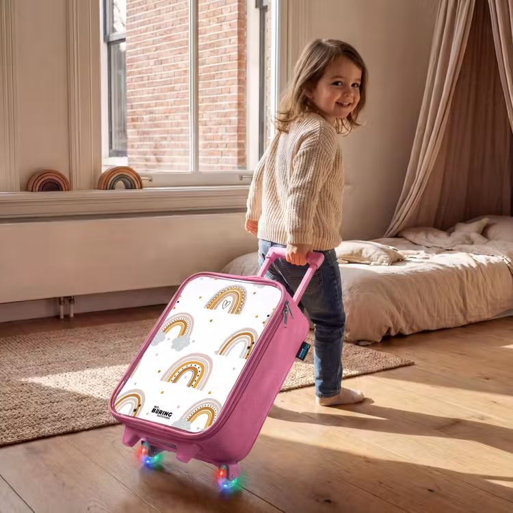 Children's suitcase - Pink - Rainbows pattern in soft colors — 2