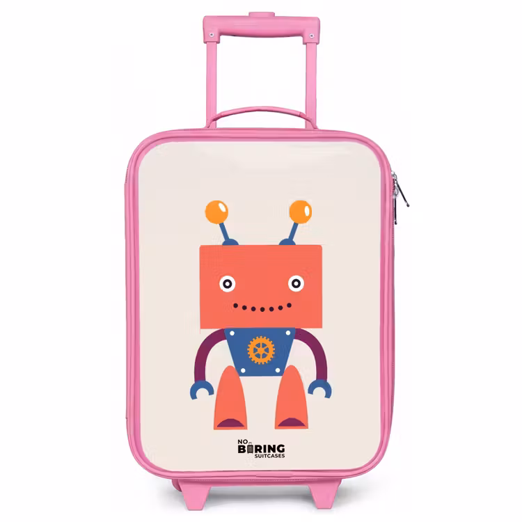 Children's suitcase - Pink - Red robot with square head — 1