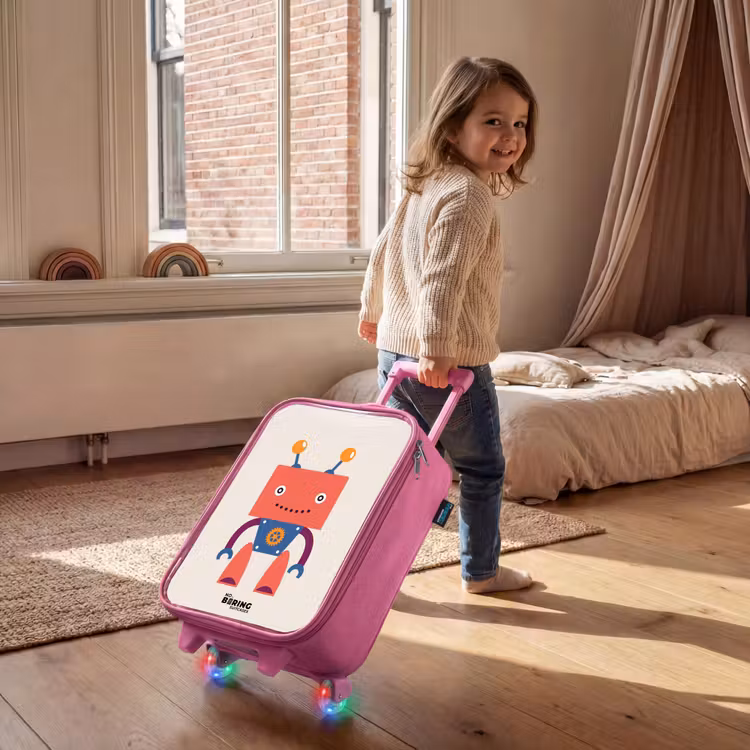 Children's suitcase - Pink - Red robot with square head — 2