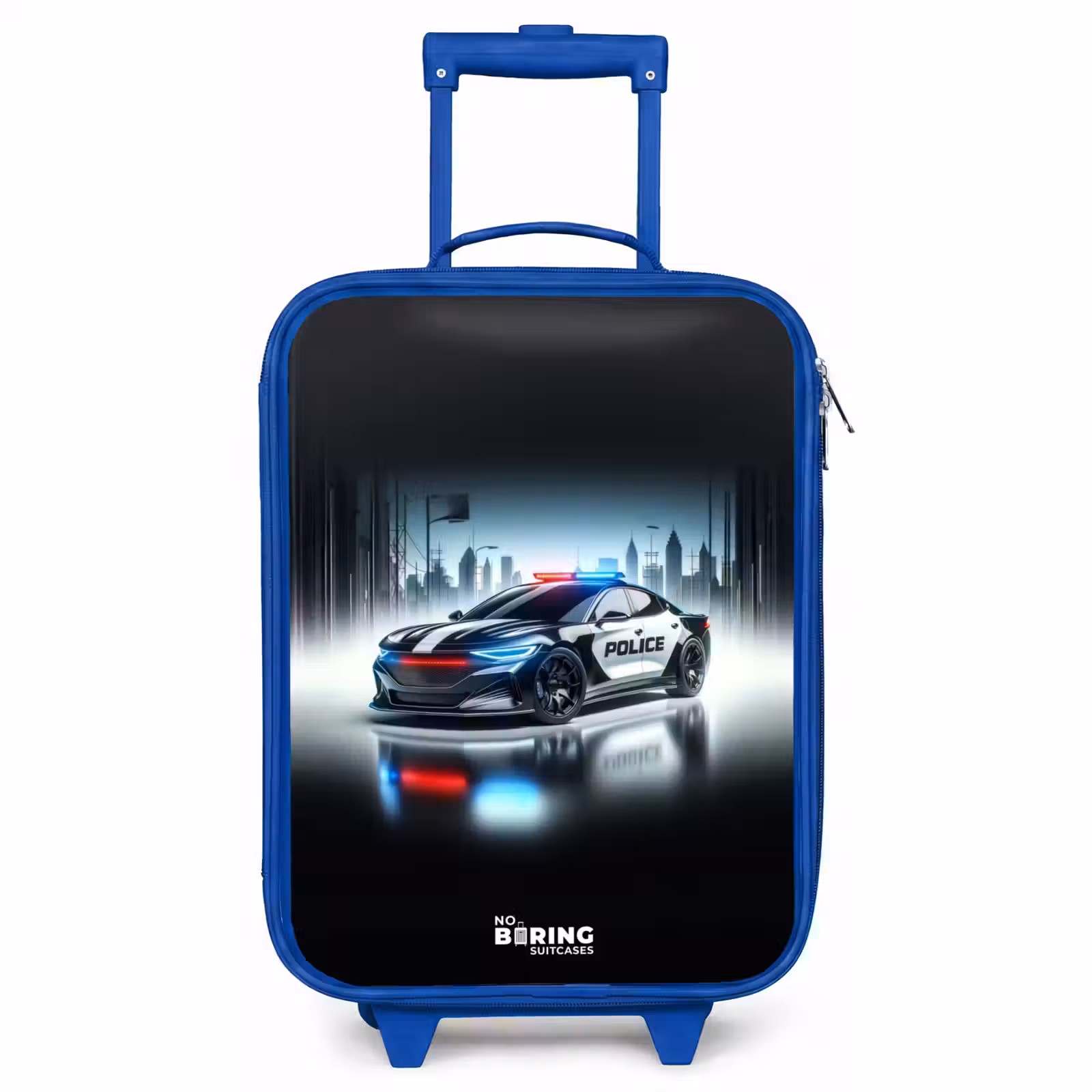 Children's suitcase - Blue - Black and white police car in front of a skyline — 1