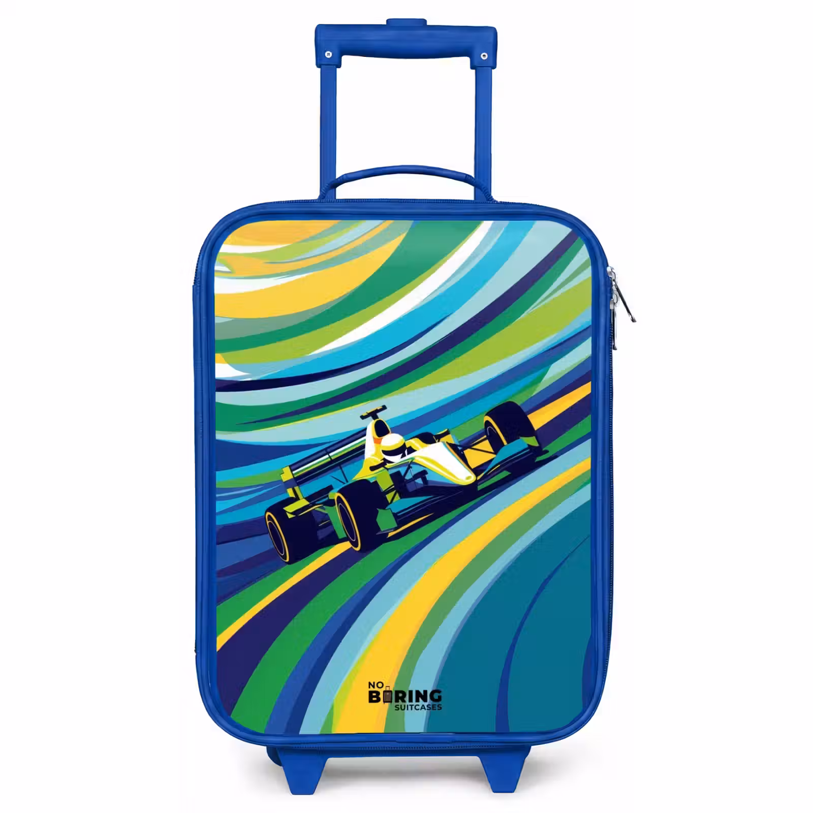 Children's suitcase - Blue - Race car on striped background — 1