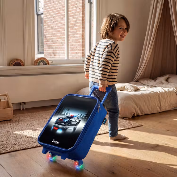 Children's suitcase - Blue - Black and white police car in front of a skyline — 2