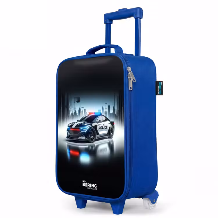 Children's suitcase - Blue - Black and white police car in front of a skyline — 5