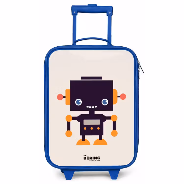 Children's suitcase - Blue - Black robot with orange accents — 1