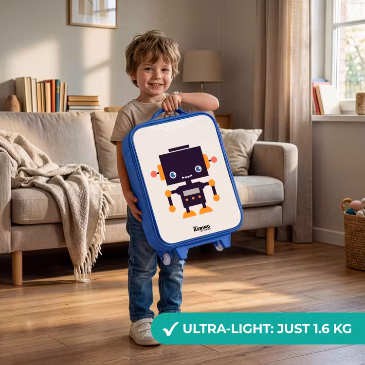 Children's suitcase - Blue - Black robot with orange accents — 3