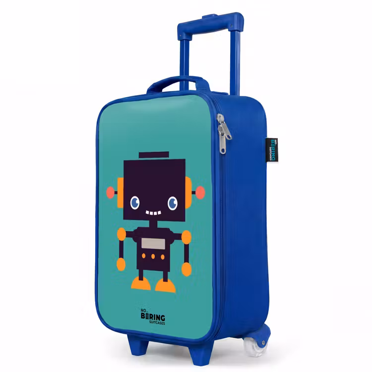 Children's suitcase - Blue - Black robot with orange accents on a blue background — 5