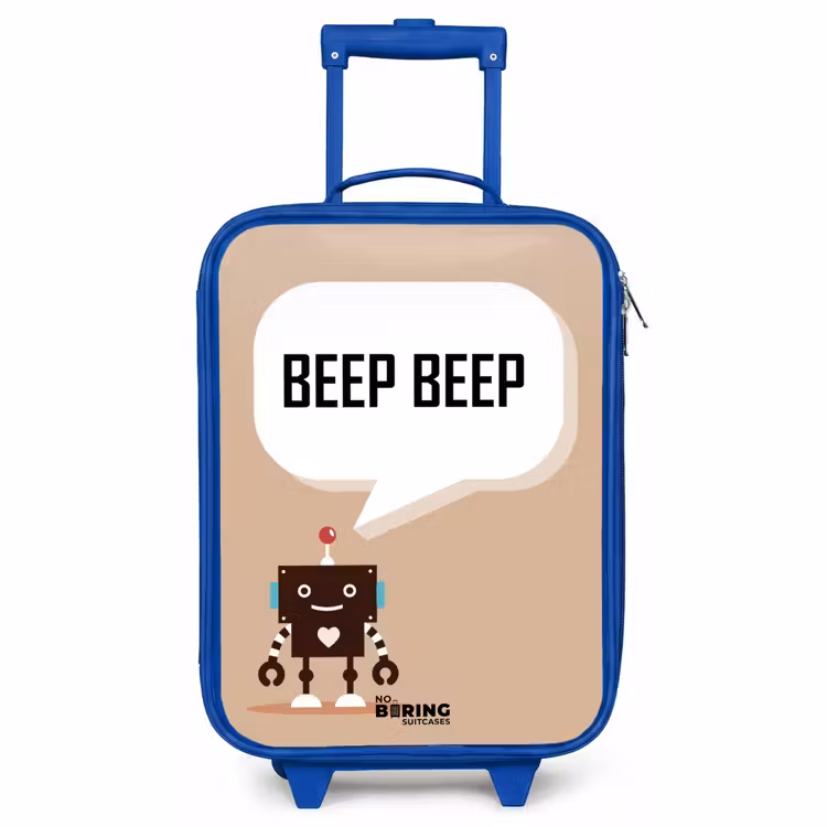 Children's suitcase - Blue - Dark brown robot with a text — 1