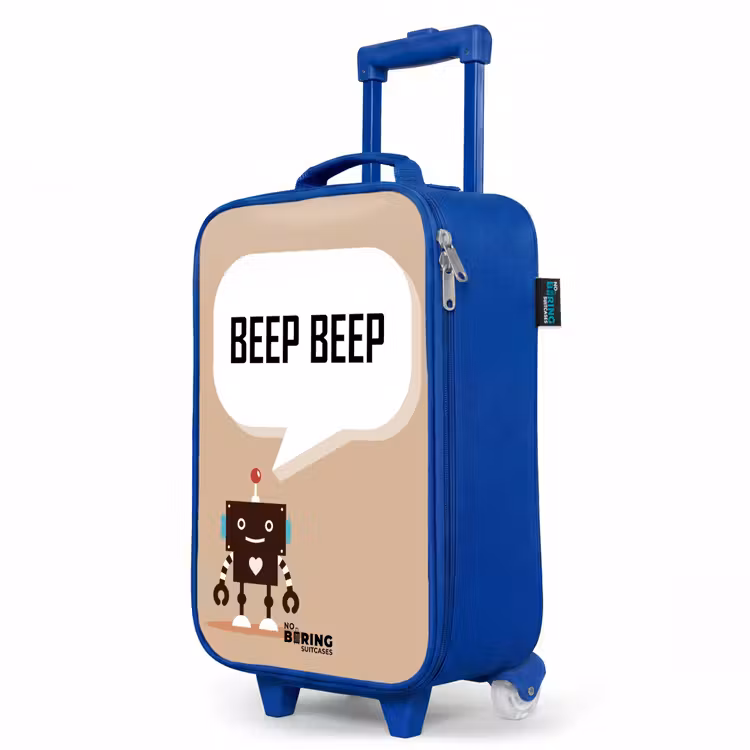 Children's suitcase - Blue - Dark brown robot with a text — 5