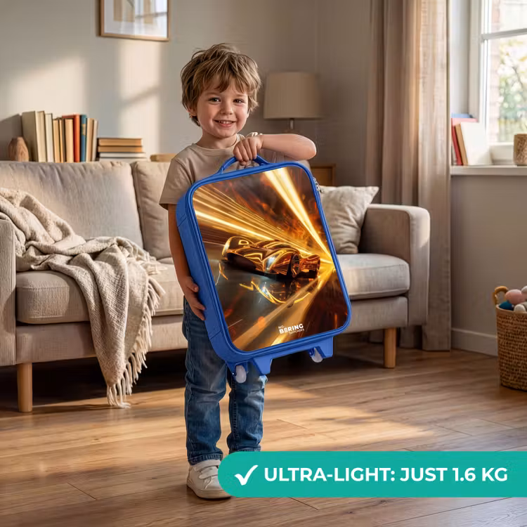 Children's suitcase - Blue - Golden race car in a tunnel — 3