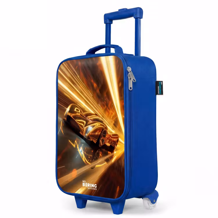 Children's suitcase - Blue - Golden race car in a tunnel — 5